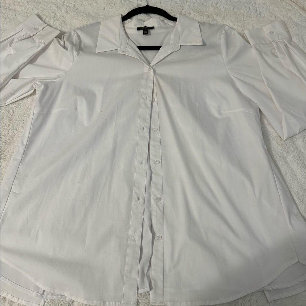 cupio white button up w/ chiffon back